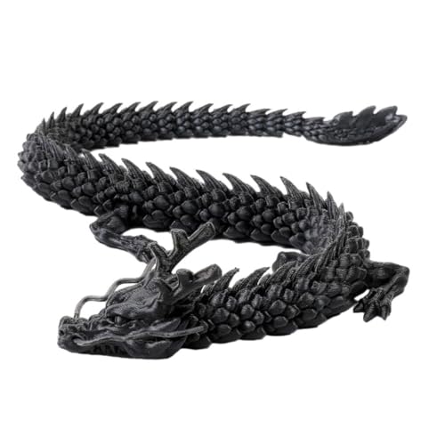 osiuujkw Exquisite Geschenkauswahl, 3D Gedruckter chinesischer Drache, Ornamente, Spielzeug, künstlerische Verarbeitung, 3D Gedruckter beweglicher Drache aus Kunststoff, Schwarz, 30CM von osiuujkw