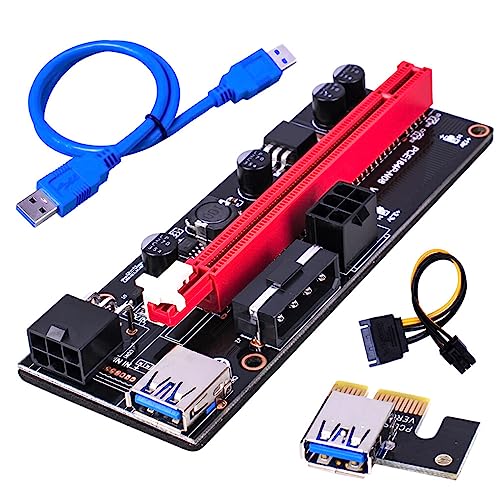 osiuujkw Mining Computer PCI E 1x bis 16x Adapterplatine 6 poliger Stromanschluss PCI Extender Miner Equipment Desktop PC Zubehör, Blaues USB Kabel von osiuujkw