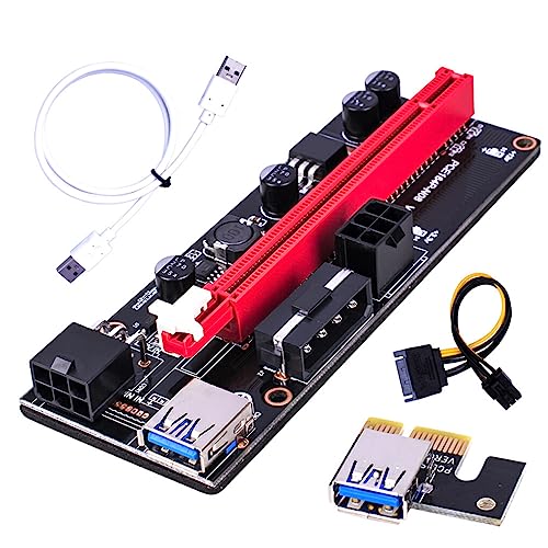 osiuujkw Mining Computer PCI E 1x bis 16x Adapterplatine 6 poliger Stromanschluss PCI Extender Miner Equipment Desktop PC Zubehör, Weißes USB Kabel von osiuujkw