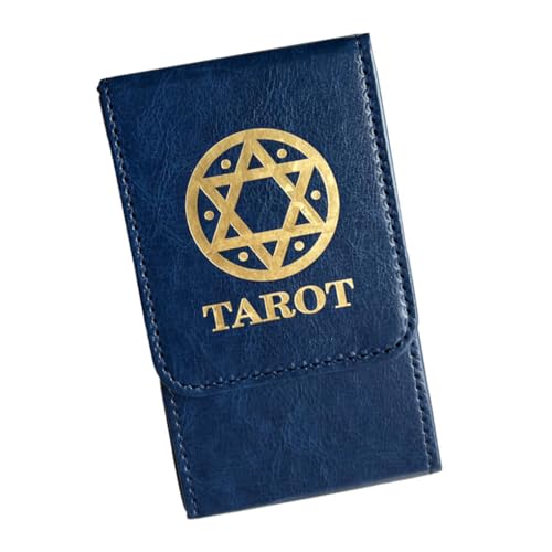 osiuujkw Robuste Tarotkarten Aufbewahrungsbox mit feinen Nähten und Nicht verformender PU Tarotkarten Aufbewahrungshülle aus Leder, Blau von osiuujkw