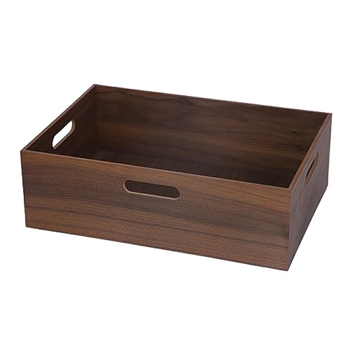 osiuujkw Robuste und langlebige Holz Aufbewahrungsbox für organisierte Aufbewahrung, Holz Desktop Aufbewahrungskorb, Kosmetik Aufbewahrungsbox, Walnuss mittel von osiuujkw