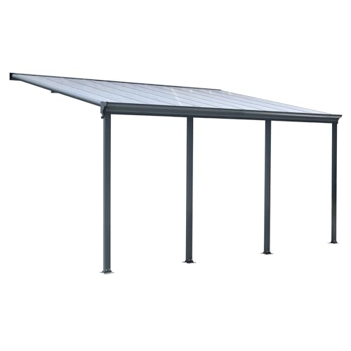 Terrassendach Veranda Aluminium transparentes Dach | Terrassenüberdachung Veranda XXL anthrazit 618 x 300 x 263-278 cm (LxBxH) von osoltus