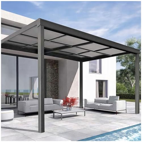 Terrassendach Veranda freistehend mit Schiebedach | Überdachung pulverbeschichtet anthrazit (4 x 3m) von osoltus