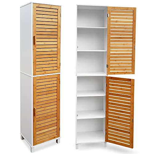 osoltus Badregal Hochschrank 190cm Wandschrank Bambus Aarhus von osoltus