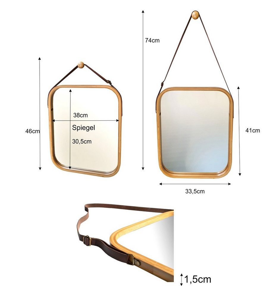 osoltus Badregal osoltus Edge Badspiegel Wandspiegel Bambus mit Aufhängung von osoltus