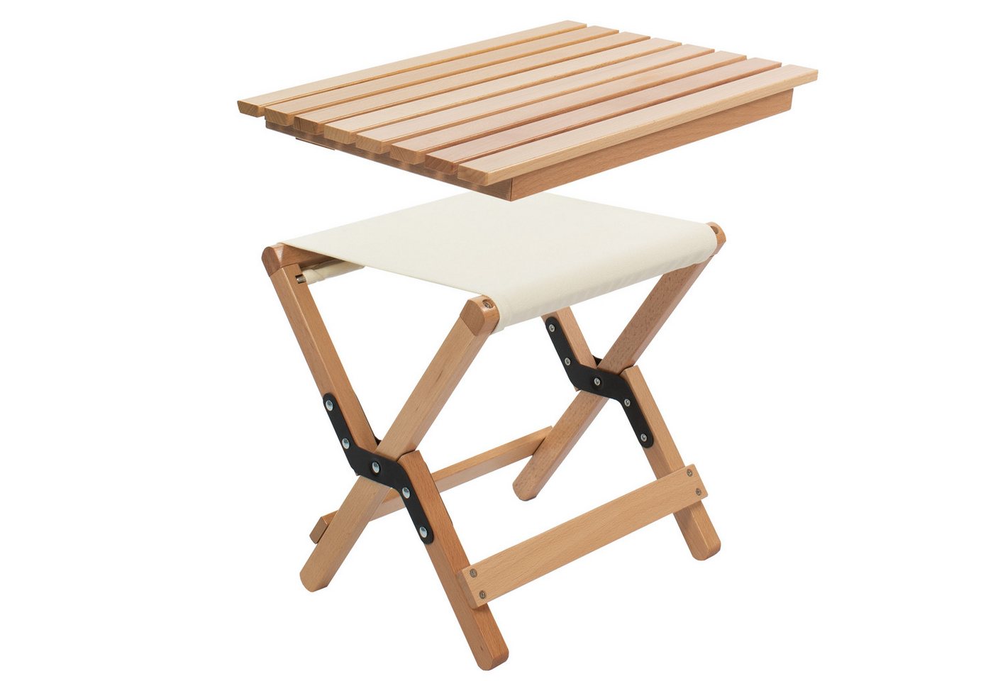 osoltus Campingstuhl osoltus Holz Falthocker 2 in 1 Hocker und Beistelltisch Van natur von osoltus