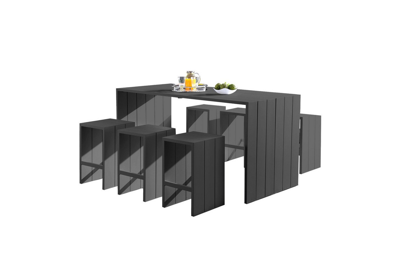 osoltus Gartenlounge-Set osoltus Aluminium Barset Tisch 6 Hocker Beach Bar Set 7 tlg. von osoltus