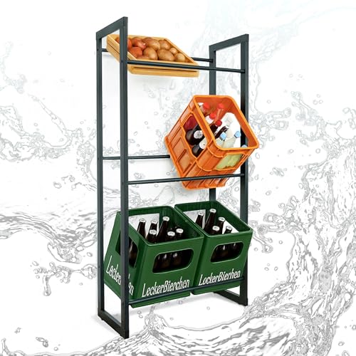 osoltus Getränkekistenregal Metall pulverbeschichtet | Getränkeregal für 6 Getränkekisten freistehend 200 kg Tragkraft - 71 x 30 x 140 cm (LxBxH) von osoltus