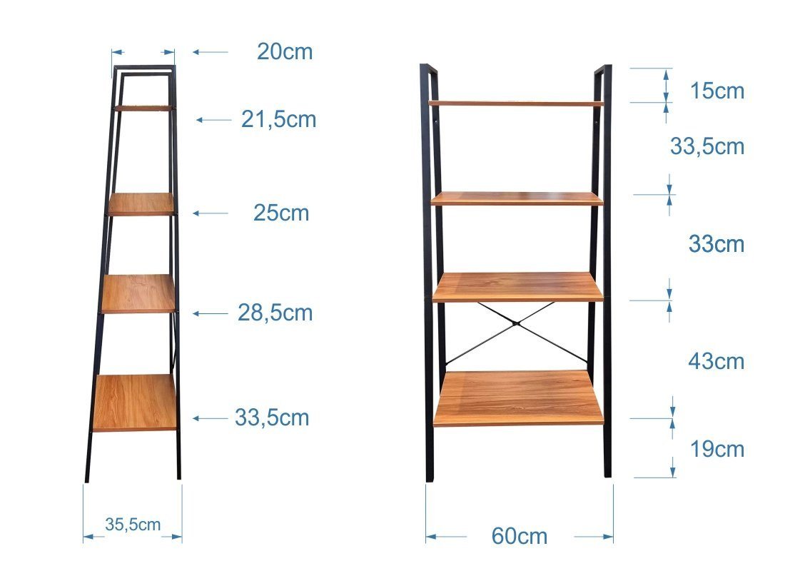 osoltus Raumteiler osoltus Regal Industrie - Design Bücherregal 4 Ablagen Wohnregal von osoltus