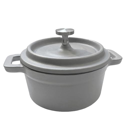 osoltus Mini Cocotte Bratentopf klein - Gusseisen ofenfest 10cm (hellgrau) von osoltus