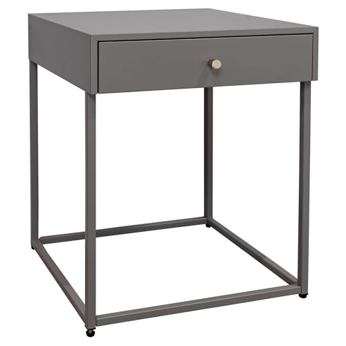 osoltus Nachttisch grau Metall | Beistelltisch Soft-Close Schublade Industriedesign | Cube Grey Series von osoltus