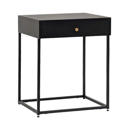 osoltus Nachttisch schwarz Metall | Beistelltisch Soft-Close Schublade Industriedesign | Cube Black Series von osoltus