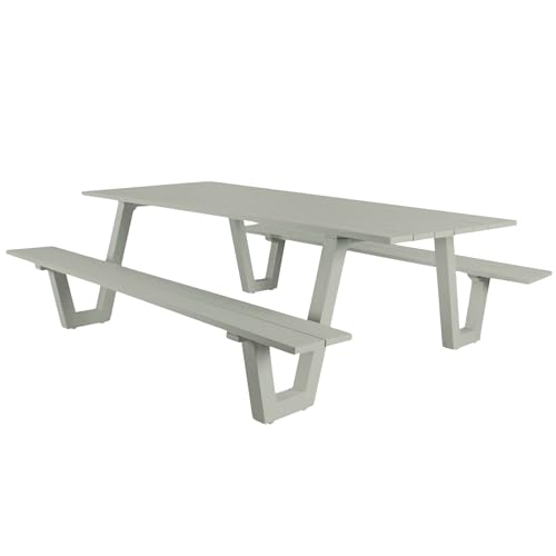 osoltus Picknick Gartentisch Bank Aluminium Naples II warmgrey 180x190x70cm | robust - modernes Design - wetterfest von osoltus