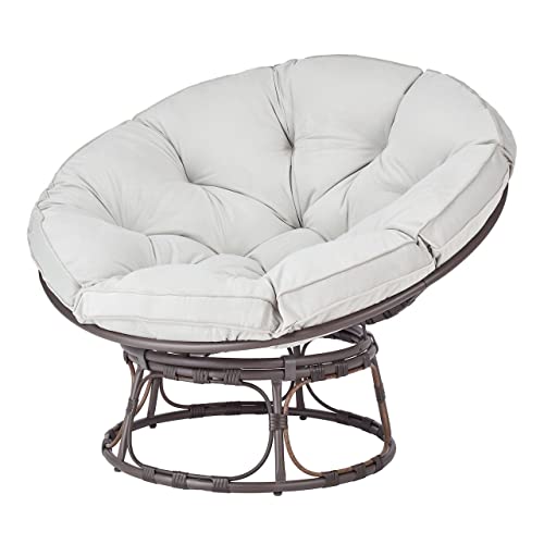 osoltus Relaxsessel Moon runder Loungesessel Papason II mit Kissen Natur Stahl von osoltus