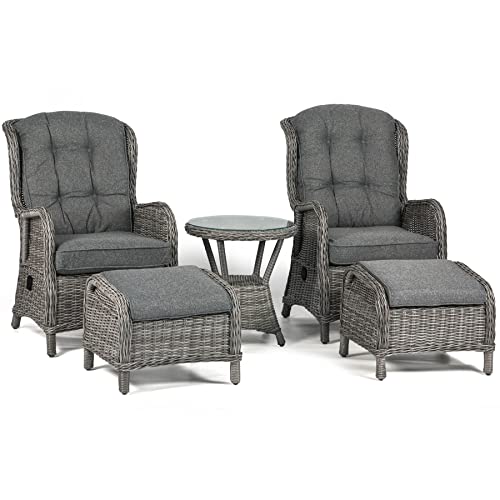 osoltus Sandy-Stone Set Alu Korbsessel Ohrensessel verstellbar 5 TLG. grau von osoltus