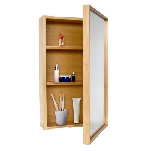 osoltus Spiegelschrank Badschrank mit Tür Bambus 60x35x14 cm von osoltus