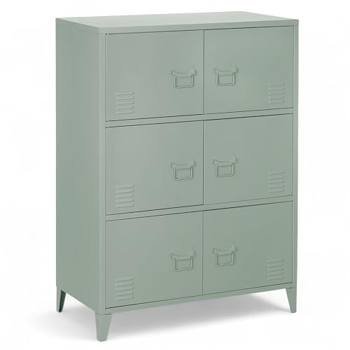 osoltus Spindschrank Industrie Design 6-türig | Büroschrank Metall 80 x 113 x 40cm Salbei grün | magnetischer Schließmechanismus - Hänkelgriffe + Lüftungsgitter osoltus Spindschrank Industrie Design 6-türig | Büroschrank Metall 80 x 113 x 40cm Salbei grün | magnetischer Schließmechanismus - Hänkelgriffe + Lüftungsgitter von osoltus