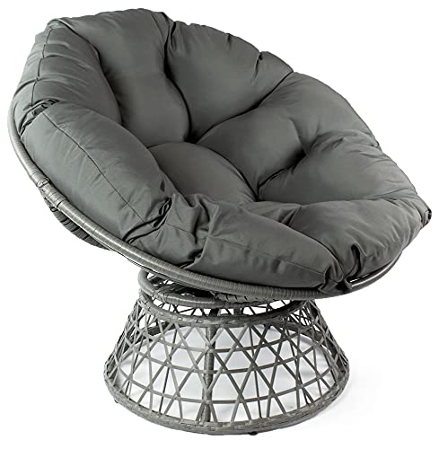 osoltus UFO 360° Drehsessel Gartensessel Papason mit Kissen grau Polyester für Innen- und Außenbereich von osoltus