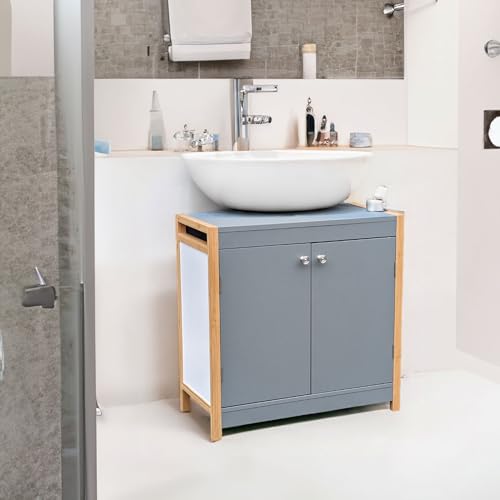 osoltus Unterschrank Waschbeckenunterschrank 60cm Bambus/grau … von osoltus