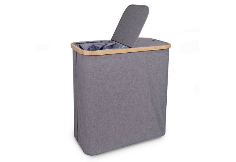 osoltus Wäschesortierer osoltus Wäschesortierer Nelson 2-Fach Wäschekorb Bambus grau 60x55 cm von osoltus