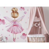 Fee Wandtattoo, Mädchen-Kinderzimmer, Fee-Dekor, Rosa Sterne Schälen Und Stick, Mädchen-Dekoration, Aufkleber Für Ein Mädchen von osomhome