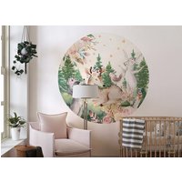 Runder Hirsch Wandaufkleber Wald Hintergrund Waldtier Aufkleber Kinderzimmer Baby Abziehen Und Aufkleben Aquarell von osomhome