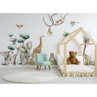 Safari Dschungel Wandsticker - Savanna Spirit Wandtattoo Tiere Kinderzimmer Dekor Für Kinder von osomhome