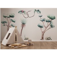 Safari Kinderzimmer Dekor, Afrika Baum Wandtattoo, Dschungel Wandaufkleber, Savanne von osomhome