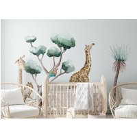 Safari Tiere Wandtattoo, Kinderzimmer Dschungel Tiere, Wandtattoo Für Kinder, Wilde Aquarell Giraffen von osomhome