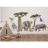 Safari Tiere Wandtattoo, Tier Set Aufkleber, Elefanten Wandaufkleber von osomhome