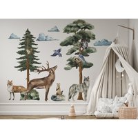 Wald Baum Wandtattoo, Wandtattoo Aquarell, Kinderzimmer Wandbild, Schälen Und Aufkleben Aufkleber Xxl von osomhome