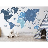 Weltkarte Wandtattoo, Verspieltes Kinderzimmer Dekor, Kinder Weltkarte, Wallpaper Karte von osomhome