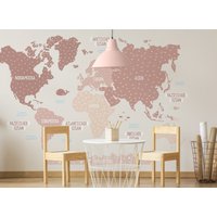 Weltkarte Wandtattoo, Verspieltes Kinderzimmer Dekor, Kinder Weltkarte, Wallpaper Karte von osomhome