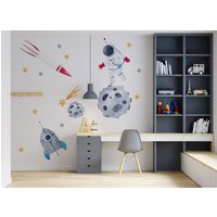 Weltraum Wandtattoo, Astronauten Rakete Wandaufkleber, Kinderzimmer Kinderzimmer, Thema, Aufkleber, Planeten Aufkleber von osomhome