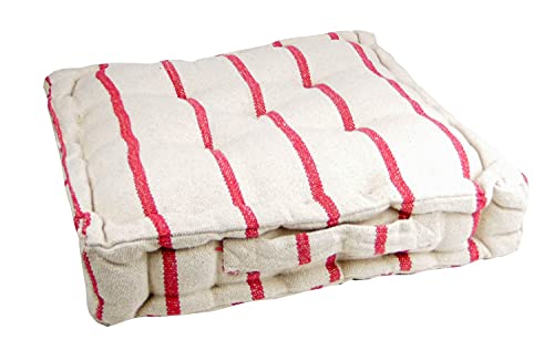 Deko Kissen 40x40 cm - gestreift St. Tropez - maritimes Kissen, Kissen maritim, Bootskissen, Gartenkissen, Stuhlkissen, Sofakissen (rot/beige gestreift Sitzkissen 45x45x10) von osters muschel-sammler-shop