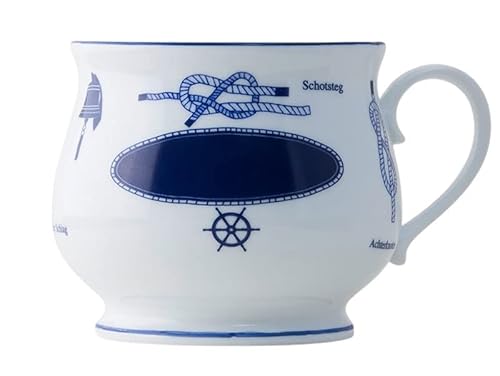 Herrlicher individueller Becher/Tasse in mit nautischen Knoten und einem Gravurfeld (Kapitänstasse mit Knotenmotiv und Gravurfeld inkl Gravur 2) von osters muschel-sammler-shop