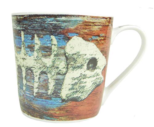 Kaffee-Becher- KRUG Sylt- Sylter Becher/blau-weiss bzw bunt/Syltmotiv/Motiv Sylt/Sylter Becher/Strandtasse-Becher (Shabby Fishbone) von osters muschel-sammler-shop