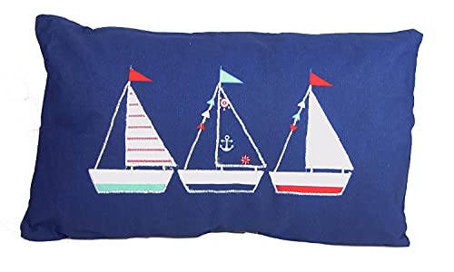 osters muschel-sammler-shop Maritimes Kissen mit Motiv und Füllung - Dekokissen Maße 30x50 cm - Strapazierfähig (Segelschiffe) von osters muschel-sammler-shop