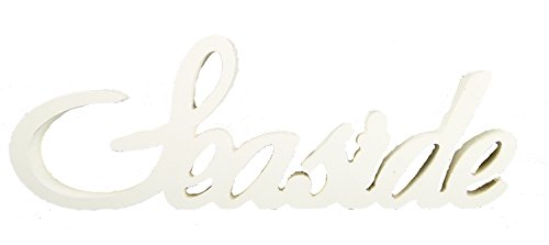 osters muschel-sammler-shop Schriftzug Seaside in Weiss aus Holz, Höhe 10 cm - Nordsee, Strand Wasser Meer, Dekoration Anrichte, Wohnen von osters muschel-sammler-shop