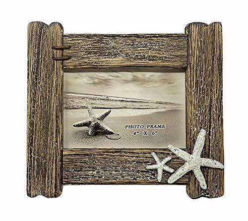 maritime Holz Serie Shabby ┼ Bilderrahmen diverse Ausführungen ┼ Holz Boje ┼ Leuchtturm ┼ Anker (Bilderrahmen Shabby mit Seestern 22x19x6cm) von osters muschel-sammler-shop