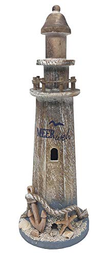 maritime Holz Serie Shabby ┼ Leuchtturm ┼ Anker ┼ Steuerrad ┼ Schatz-Truhe ┼ Bilder-Rahmen ┼ Deko - Nautic ┼ exklusive Artikel (Leuchtturm 34cm) von osters muschel-sammler-shop