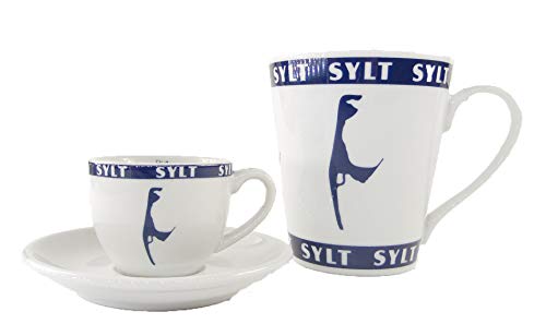 osters muschel-sammler-shop Expresso Tasse ┼ Kaffeebecher ┼ Teebecher ┼ blau-Weiss ┼ Syltmotiv ┼ Motiv Sylt ┼ Sylter Becher ┼ Strandtasse-Becher, All Over (Bundle 2er Set (je1x)) von osters muschel-sammler-shop