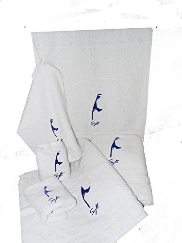 osters muschel-sammler-shop Hochwertige - Flauschige und saugfähige Baumwoll-Handtücher in Weiss mit Blauer Sylt Stickerei - Exclusiv (Handtuch 50x100) von osters muschel-sammler-shop