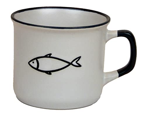 Kaffeebecher-Tasse maritim - Keramik ┼ 200ml ┼ Teebecher ┼ Strandtasse-Becher ┼ Geschenk-Artikel (Fisch weiss) von osters muschel-sammler-shop