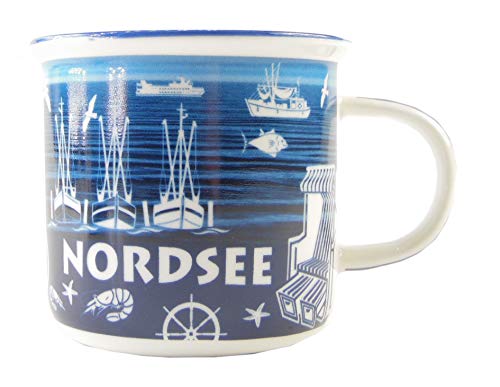 osters muschel-sammler-shop Kaffeebecher Weiss/blau mit maritimen Muster ┼ Ostesse ┼ Nordsee ┼ Teebecher ┼ Strandtasse-Becher ┼ Geschenk-Artikel (Nordsee) von osters muschel-sammler-shop