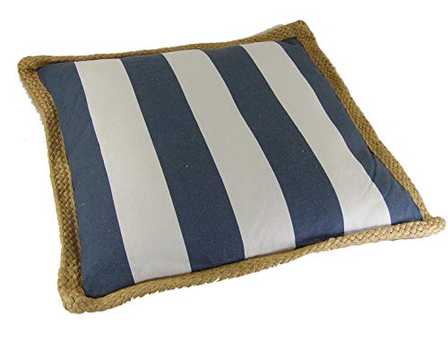 osters muschel-sammler-shop Kissen/Bodenkissen 50x50 cm - gestreift - maritimes Kissen, Kissen maritim, Bootskissen, Gartenkissen, Stuhlkissen, Sofakissen (blau/Weiss) von osters muschel-sammler-shop