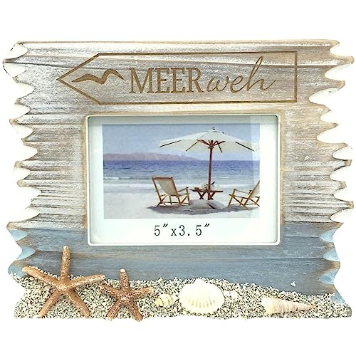 osters muschel-sammler-shop maritime Holz Serie Shabby ┼ Leuchtturm ┼ Anker ┼ Steuerrad ┼ Schatz-Truhe ┼ Bilder-Rahmen ┼ Deko - Nautic ┼ exklusive Artikel (Bilderrahmen Meerweh klein) von osters muschel-sammler-shop