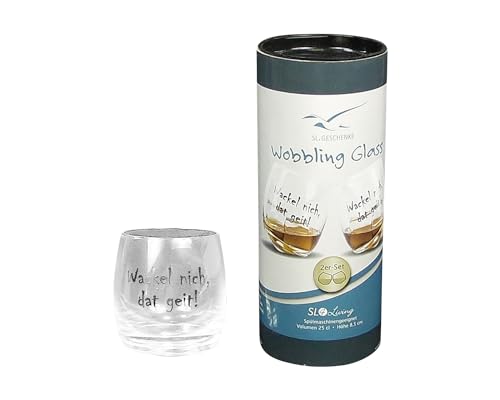 osters muschel-sammler-shop maritimes Wackelglas ┼ Wobbling Glass ┼ 2er SET in Geschenkbox ┼ TOP Qualität ┼ wackeln aber nicht kippen (wackel nich dat geit) von osters muschel-sammler-shop