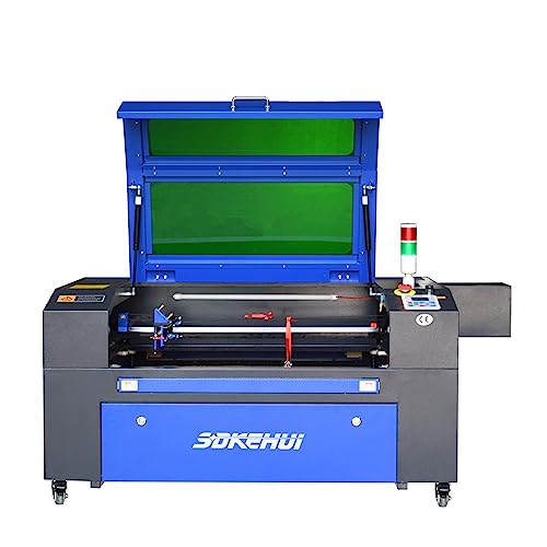 Autofoku-100W 700x500mm CO2 Laser Graviermaschine Engraver Cutter, Wabenplattform Aluminiumschaufelplattform, mit Warnleuchte, für Papier Karton Kunststoff Acryl Leder Stoff von otmechl