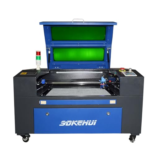 Autofoku-60W 400x600mm CO2 Laser Graviermaschine Engraver Cutter, Wabenplattform Aluminiumschaufelplattform, mit Warnleuchte, für Papier Karton Kunststoff Acryl Leder Stoff von otmechl